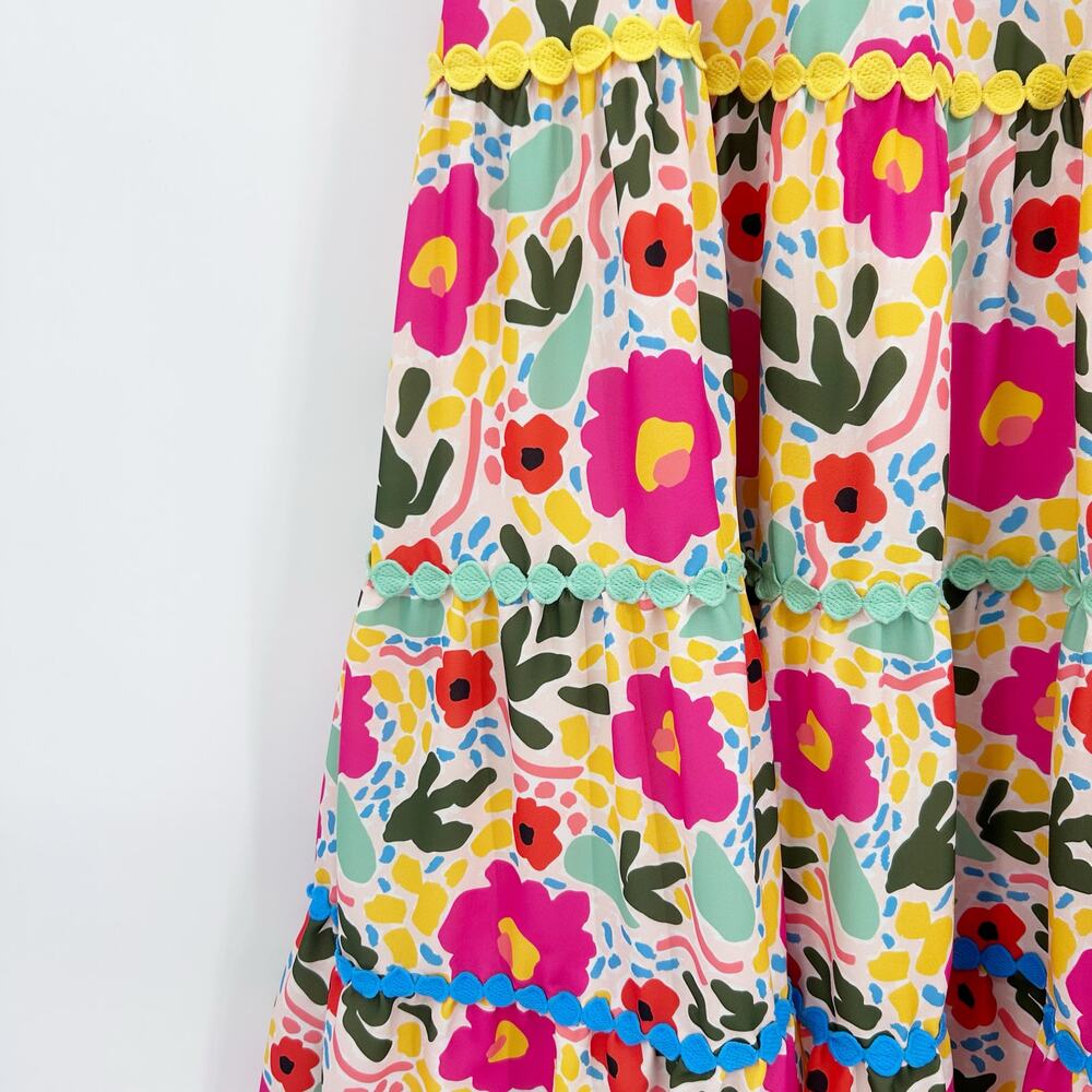 Crosby by Mollie Burch Pink Napa Maxi Dress Monet’s Garden Floral XS Spring - Picture 12 of 12